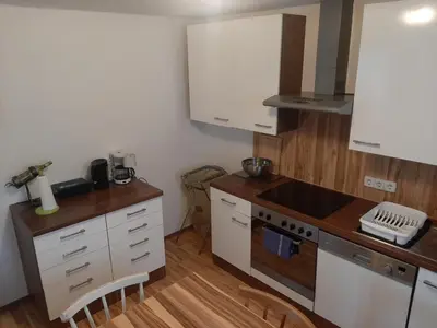 Küche/Küchenzeile in der Unterkunft Wohnung Rheintal im Alpenvorland